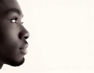 Portrait of young black man, isolated on white background