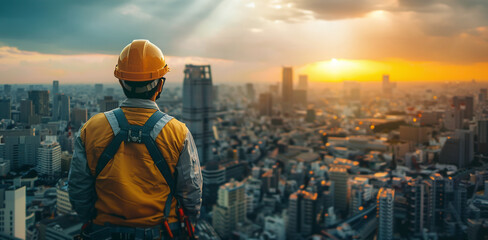 Engineer standing on building