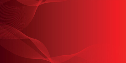 Abstract red gradient background with glowing wave. Shiny red moving lines design element. Modern flowing wave lines.