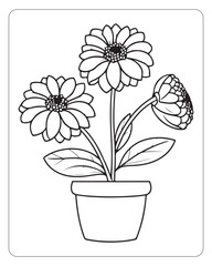 Flower coloring pages for kids, Flower illustration