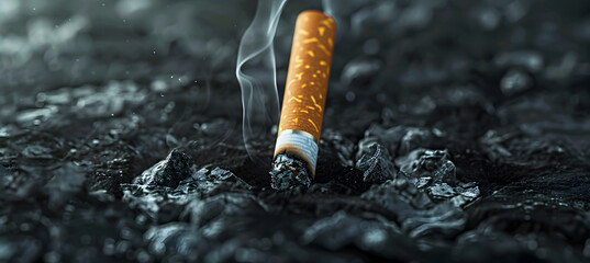 Cigarette butt smoking on the floor