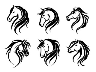horse head logo set