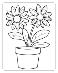 Flower coloring pages for kids, Flower illustration