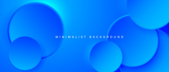 Abstract minimalist blue background with circular elements vector.