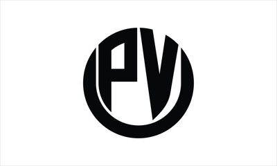 PV initial letter circle icon gaming logo design vector template. batman logo, sports logo, monogram, polygon, war game, symbol, playing logo, abstract, fighting, typography, icon, minimal, wings logo