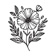 Hand drawn Coloring page doodle art, flowers colorings page, and books, a sketch of outline vector graphic hand drawn illustration isolated on white background.