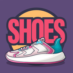 Sneakers shoes vector art with flat illustration style