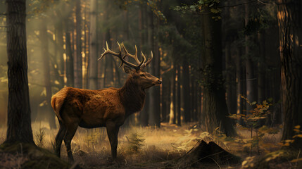deer in the forest. Natural Wildlife Animal