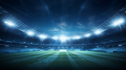 A football is played in huge stadium - obrazy, fototapety, plakaty