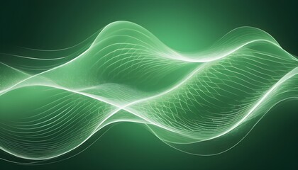 "Experience the mesmerizing movement of an abstract green and wite  wave, with intricate light vector designs dancing across its surface."