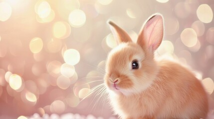 Obraz premium Adorable Fluffy Bunny in a Dreamy Bokeh Light Setting
