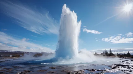 Fototapete Rund Geyser Strokkur in Iceland, eruption. Natural water fountain © Pascal