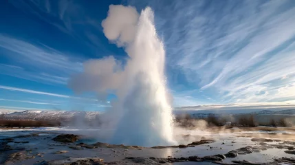 Tuinposter Geyser Strokkur in Iceland, eruption. Natural water fountain © Pascal