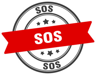 sos stamp. sos label on transparent background. round sign