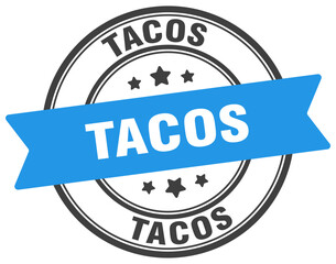 tacos stamp. tacos label on transparent background. round sign