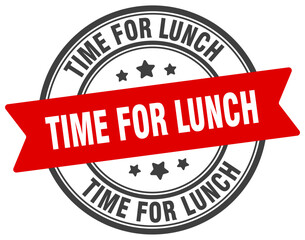 time for lunch stamp. time for lunch label on transparent background. round sign