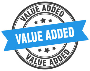 value added stamp. value added label on transparent background. round sign