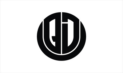 QD initial letter circle icon gaming logo design vector template. batman logo, sports logo, monogram, polygon, war game, symbol, playing logo, abstract, fighting, typography, icon, minimal, wings logo