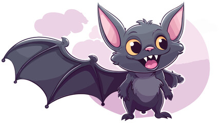 Cartoon happy vampire bat with speech bubble in smoo