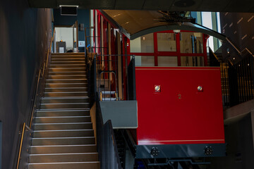 Cable Car in Station in a Sunny Day in Burgenstock, Nidwalden in Switzerland.