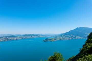 Aerial View over Lake Lucerne and Mountain in Burgenstock, Nidwalden, Switzerland.