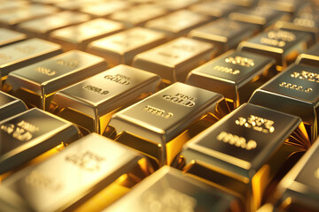 Ton of gold showing positive economic situation. - obrazy, fototapety, plakaty
