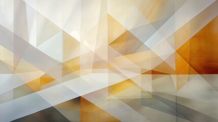 Translucent layers of geometric shapes, softly illuminated by a gradient of warm tones, creating a dreamlike and serene composition.