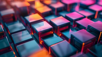 Obraz premium A futuristic geometric background featuring a 3D mosaic of cubes