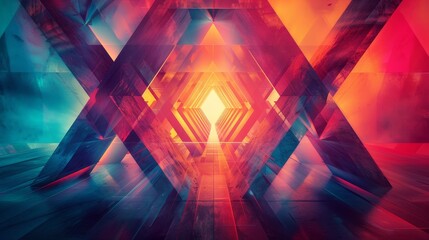 A geometric dreamscape rendered in vibrant colors