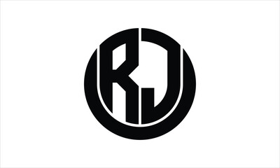 RJ initial letter circle icon gaming logo design vector template. batman logo, sports logo, monogram, polygon, war game, symbol, playing logo, abstract, fighting, typography, icon, minimal, wings logo