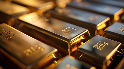 Close-up photo of gold bars.