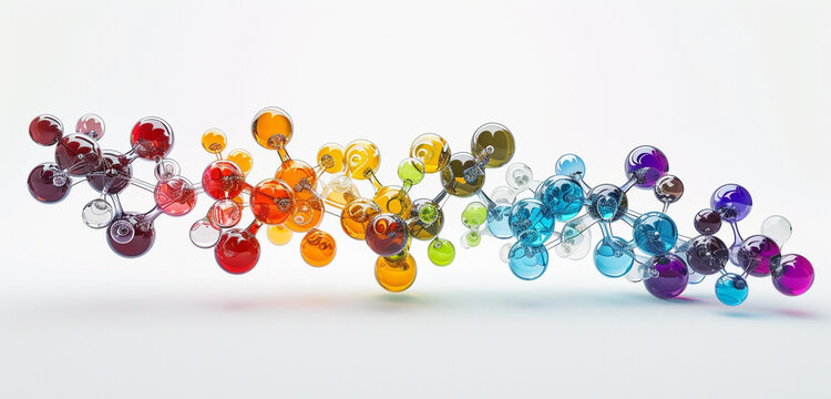 The detailed molecular structure of alkylated flavonoids, showcased with digital artistry, isolated on a white background