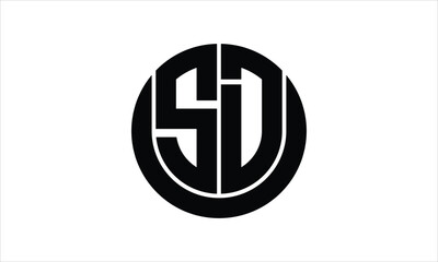 SD initial letter circle icon gaming logo design vector template. batman logo, sports logo, monogram, polygon, war game, symbol, playing logo, abstract, fighting, typography, icon, minimal, wings logo