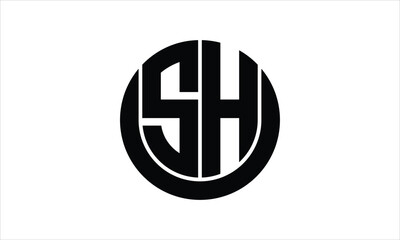 SH initial letter circle icon gaming logo design vector template. batman logo, sports logo, monogram, polygon, war game, symbol, playing logo, abstract, fighting, typography, icon, minimal, wings logo