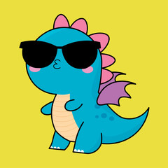 
Cute dragon, drake emotion, emoji, illustration in childish theme and colors, vector collection