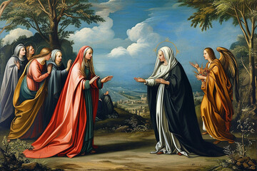 Visitation of the Blessed Virgin Mary. AI generative.