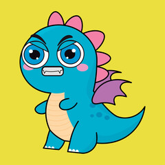 
Cute dragon, drake emotion, emoji, illustration in childish theme and colors, vector collection