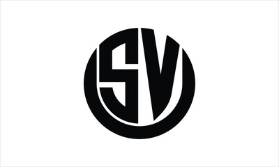SV initial letter circle icon gaming logo design vector template. batman logo, sports logo, monogram, polygon, war game, symbol, playing logo, abstract, fighting, typography, icon, minimal, wings logo