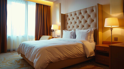 luxury hotel bedroom with nice decoration