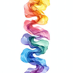 beautiful Pride ribbons illustration, decorate for pride season, simple, cute, full color, clipart, watercolor illustration, cute cartoon, sharp outline, isolate on white background.