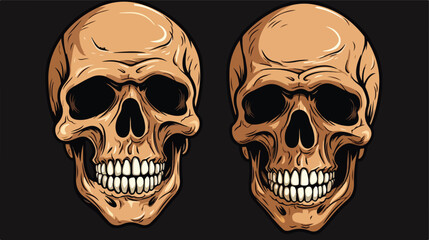 Cartoon skull freehand draw cartoon vector illustrat