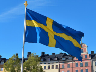 Swedish Flag Against Clear Sky