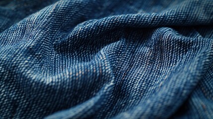The intricate texture of blue denim fabric, capturing the essence of classic style in a timeless backdrop