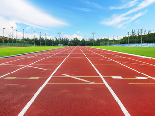 Red Running Track Perspective