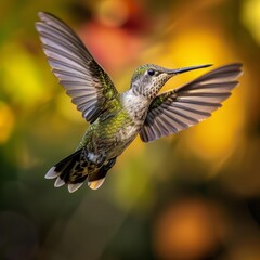 Fototapeta premium a closeup shot of flying Hummingbird. 