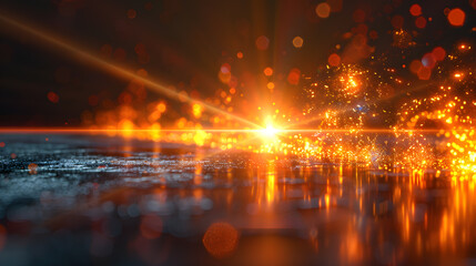 Fototapeta premium Abstract sun burst, digital flare, iridescent glare, lens flare effects Background. Ai Generated 