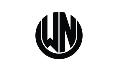 WN initial letter circle icon gaming logo design vector template. batman logo, sports logo, monogram, polygon, war game, symbol, playing logo, abstract, fighting, typography, icon, minimal, wings logo