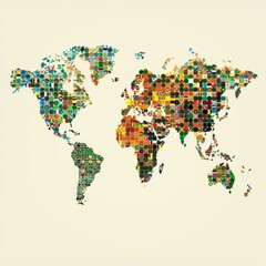 silhouette of world map sorted by colours based 