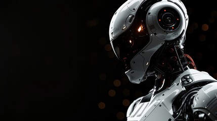 Fototapeta premium AI robot neutral black backgroud