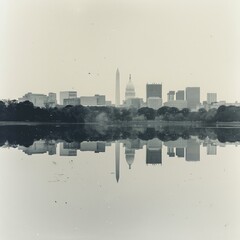 Unique skyline of city of Washington in autumn. 